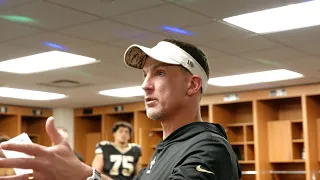 Dennis Allen & Michael Thomas locker room speech after Saints win vs. Bears | 2023 NFL Week 9