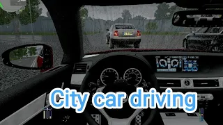 Road and rain - City car driving with Logitech G29