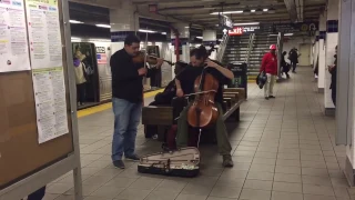 Violinist and Cellist duet in the New York subway