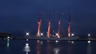 El buque Juan Sebastián Elcano de la Armada en el puerto de Getaria a su llegada (06/07/2019)