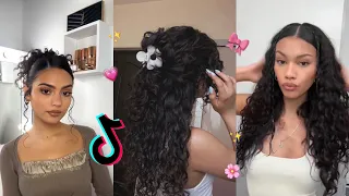 Easy and cute hairstyles for curly hair🎀 ￼