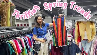 THRIFT WITH ME FOR SPRING TRENDS + TRY ON HAUL! Maxi skirts, tops, capris, sequin, pastel colors!