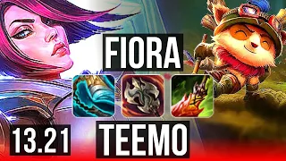 FIORA vs TEEMO (TOP) | 7 solo kills, 900+ games, Legendary, 18/4/8, 900K mastery | BR Master | 13.21