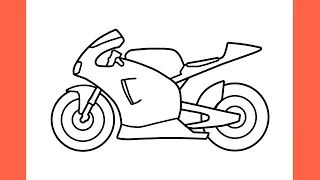 How to draw a MOTORCYCLE step by step / draw bike easy