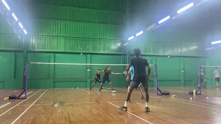 Thanu & Kaviya vs sharvesh & Srishty (Tejesh) Badminton practice match￼ mixed doubles