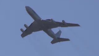 September 2020 NATO AWACS military plane flight over Poland Poznan combat training take off landing