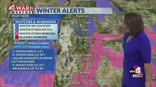 Winter storm warning for southern mountains, extended to central mountains