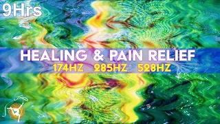 Solfeggio Sleep Music + Water Nature Sounds - Healing & Pain Relief - 174 Hz 285 Hz 528 Hz