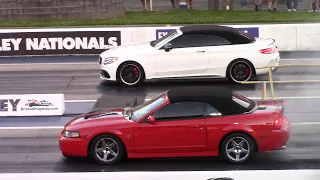 Mercedes AMG C63 S vs Mustangs, 2020 GT500, Nitrous GTO & More 1/4 Mile Drag Racing & Roll Racing