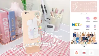 phone transformation 🍰 | aesthetic pastel, minimalist, kpop ; ios 14 widgets + shopee haul