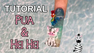 3D Pua and Heihei Acrylic Nail Art Tutorial | Moana