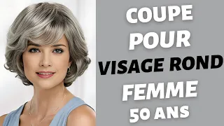 COUPE DE CHEVEUX POUR VISAGE ROND FEMME 50 ANS - COIFFURE POUR FEMME