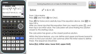 Solving Equations On A Casio fx-CG50 in Run-Matrix