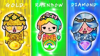 Golden, Diamond And Rainbow Girl Was Adopted By A Poor Mom | Toca Life Story | Toca Boca