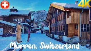 Mürren, Lauterbrunnen, Switzerland walking tour in Snow 4K - The most Beautiful Swiss Villages