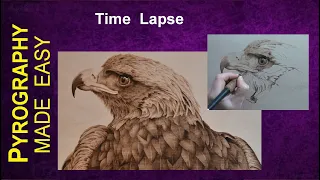 Wood Burning Art - GOLDEN EAGLE Bird - pyrography time lapse