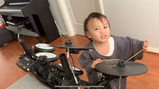 Uptown Funk by Bruno Mars (Drum cover by 2 years old Baby Ban Drummer)