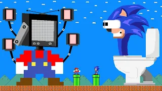 What If Mario TV Man vs Skibidi Toilet Sonic in Super Mario Bros.?