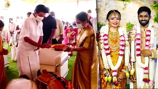 Marriage Video: CM Stalin காலில் விழுந்து ஆசி வாங்கிய மணமக்கள் | Director Shankar Daughter #Shorts