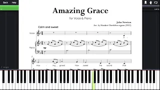 AMAZING GRACE Piano sheet music accompaniment #karaoke for all instruments