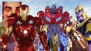 Hello Neighbor - My New Neighbor Optimus Prime Iron Man Thanos History Gameplay Walkthrough