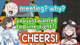 Emergency Meetings become College Drinking Parties in Drunk Among Us Collab [ENG Subbed Hololive]
