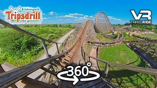 VR 360 Wooden VR Roller Coaster MAMMUT Tripsdrill onride POV front row