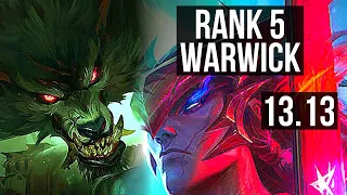 WARWICK vs YONE (TOP) | 14/1/4, Rank 5 Warwick, 9 solo kills, Legendary | NA Grandmaster | 13.13