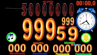 [Speed 40x] 999:59.999 countdown 50,000,000 countdown timer  alarm🔔