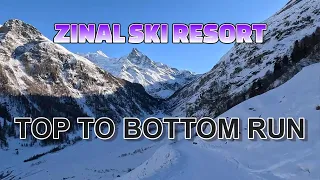 Zinal Grimentz Skiing - Valley Run - Anniviers Valais - Switzerland Winter - GoPro Cinematic 4K UHD