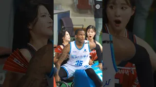 A Basketball Player Sitting on Kim Yiseo Cheerleader's Knee