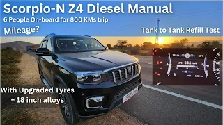 Scorpio-N Z4 Diesel Manual toh Rockstar Nikli | 800 KMs trip with 6 people | Mileage Reality Check!