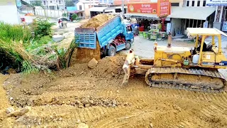 FUll VIDEO Woking 3day!! Excellent Project Drive by Bulldozer Push Soil,Stone Clearing flooded area