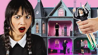 Wednesday Addams 24 Hours Inside a Dollhouse | Doll Comes to Life Funny Makeover By Crafty Hacks