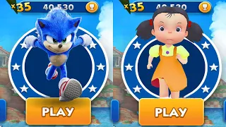 Sonic Prime Dash vs Squid Game Doll Run - Movie Sonic vs All Bosses Zazz Eggman All Characters