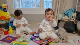 [HATAE TV] [Eng sub] 양치질 하는 쌍둥이 스스로 서고 싶어하는 13개월 아기 태리의 해우소를 공개합니다