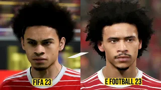 Comparison of the face of Bayern Munich players in FIFA 23 and efootball