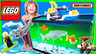 Legos and Shark Ship Rescue REAL FiSH from GiANT SHARK!