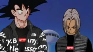 Goku con ropa de Supreme y Vegeta con ropa de Louis Vuitton