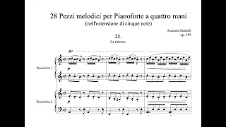 A. Diabelli - 25. La minore from "28 pezzi melodici" for Piano four hands (score)