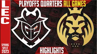 G2 vs MAD Highlights ALL GAMES | LEC Quarterfinal Playoffs Spring 2023 | G2 Esports vs MAD Lions