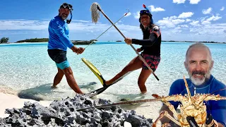 Comment pêcher d’énormes langoustes aux Bahamas.🇧🇸 Avec un hameçon ou  bien une serpillière ?