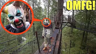 When you see this clown in this abandoned Tree Fort , ( RUN AWAY FAST ) , ( HE ' S CRAZY )