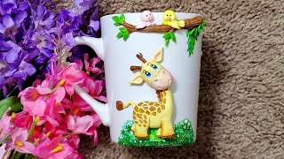 Clay Mug/Cup/Homemade clay/Cold porcelain/Polymer clay/art and craft