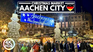 🇩🇪 Aachen Germany, Christmas Market Walk 2022✨4K-HDR Walking Tour