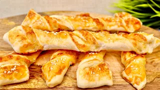 Сырные палочки из слоеного теста . Хрустящая закуска с сыром / Puff pastry Cheese sticks. Eng sub