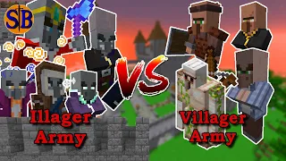 Can The Illagers Army Defend the Castle from The Villagers Army | Minecraft Mob Battle