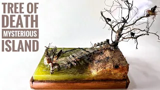 Diorama of Mysterious  Island with Tree of Death / Polymer Clay / Epoxy Resin