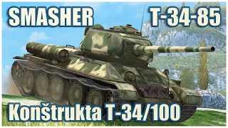 Smasher, T-34-85 & Konštrukta T-34/100 • WoT Blitz Gameplay