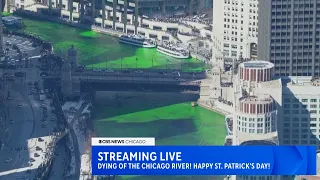 Streaming Live: Saint Patrick's Day celebration. Dyeing the Chicago River green.